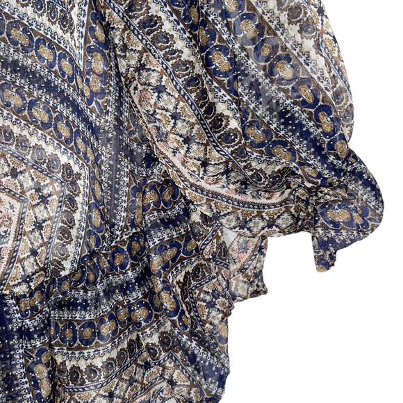 Anthropologie Blouse Sheer Balloon Sleeve Ruffle Boxy Lagenlook Eva Franco - Picture 4 of 11